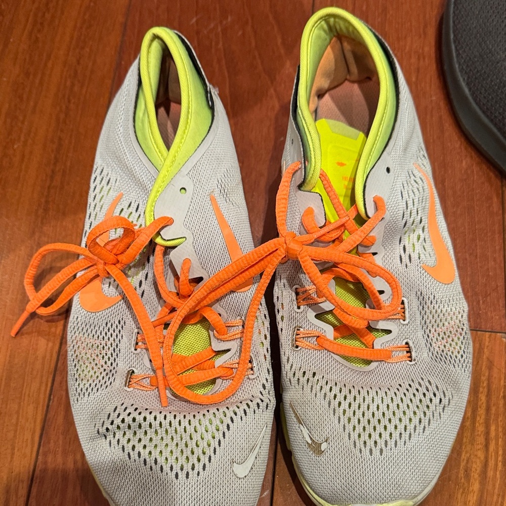 Nike Women's Gray and Neon Orange Athletic Shoes